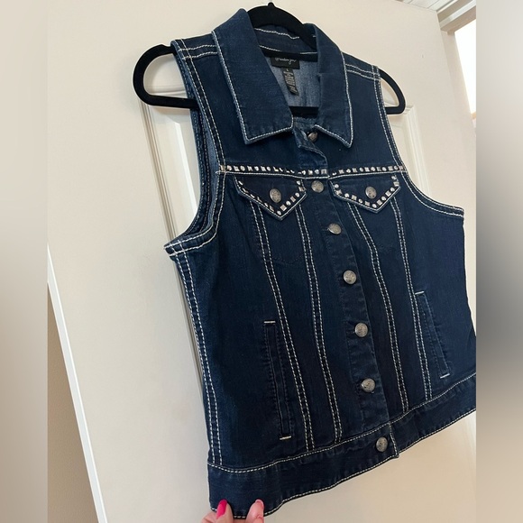 Style & Co. Premium Jeans Denim Button Down Vest Women’s size Large - Picture 6 of 14